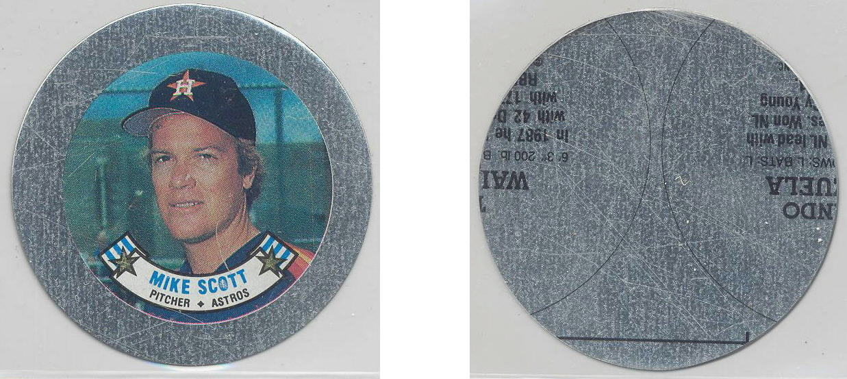 1988 Topps Baseball Coins Metal Proof Discs 054 Mike Scott